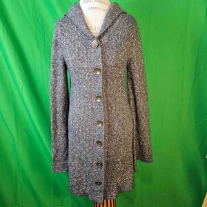 Prana Womens Gray Long Hooded Cardigan Duster Sweater Medium‎